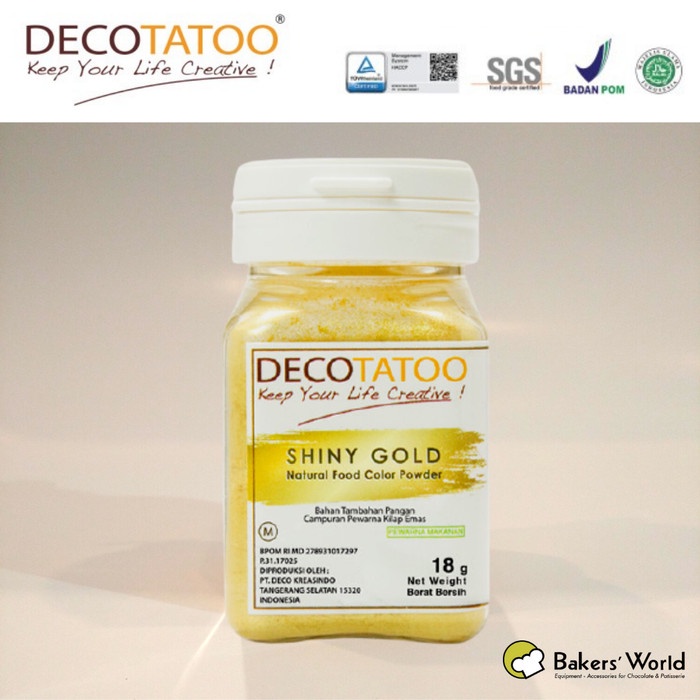 

[Big Sale] Pewarna Makanan - Decotatoo - Emas Mengkilat/Metalik (Shiny Gold) 18gr