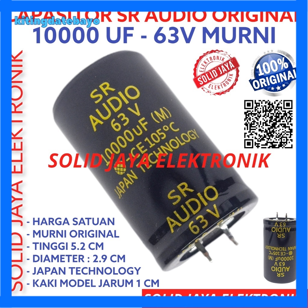 Capasitor Elco 10000Uf 63V Sr Audio Asli Murni 10000 Uf Mikro Micro 63 V Volt Ori Original Elko