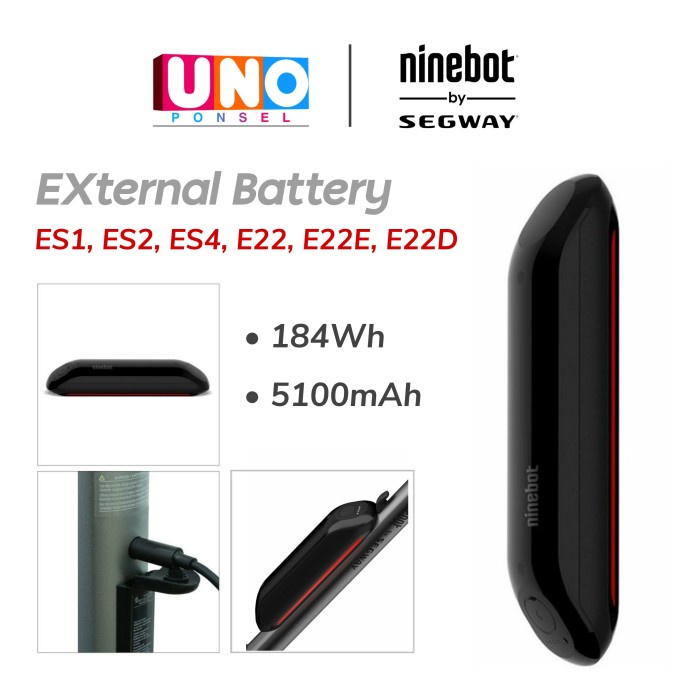 Batre Eksternal Ninebot Kickscooter ES1 ES2 E22 Extended Battery 184Wh