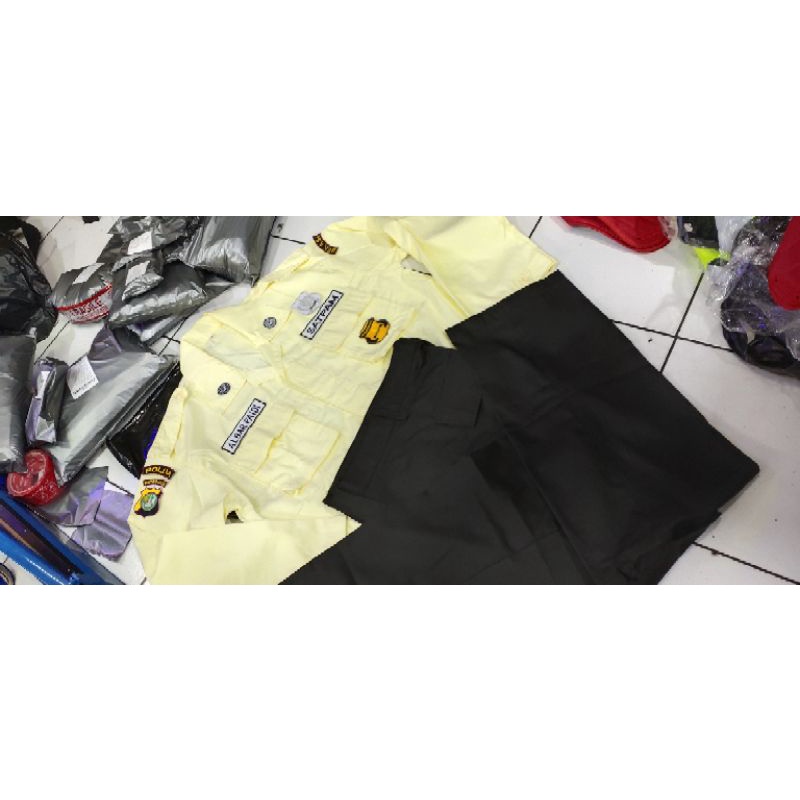 Seragam satpam pdl security terbaru plus bordiran/satu stel denggan celana/baju pdl satpam security/
