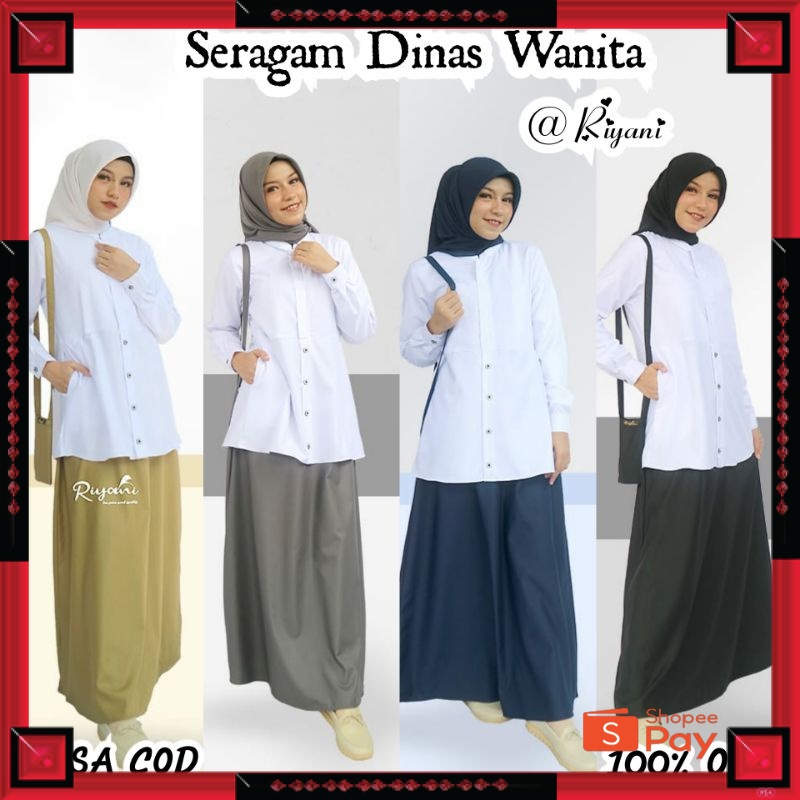 12.12 SERAGAM SALE / Gamis Hitam Putih Toyobo Riyani Seragam Dinas Wanita Pns Pdh Asn Sidang pariwis