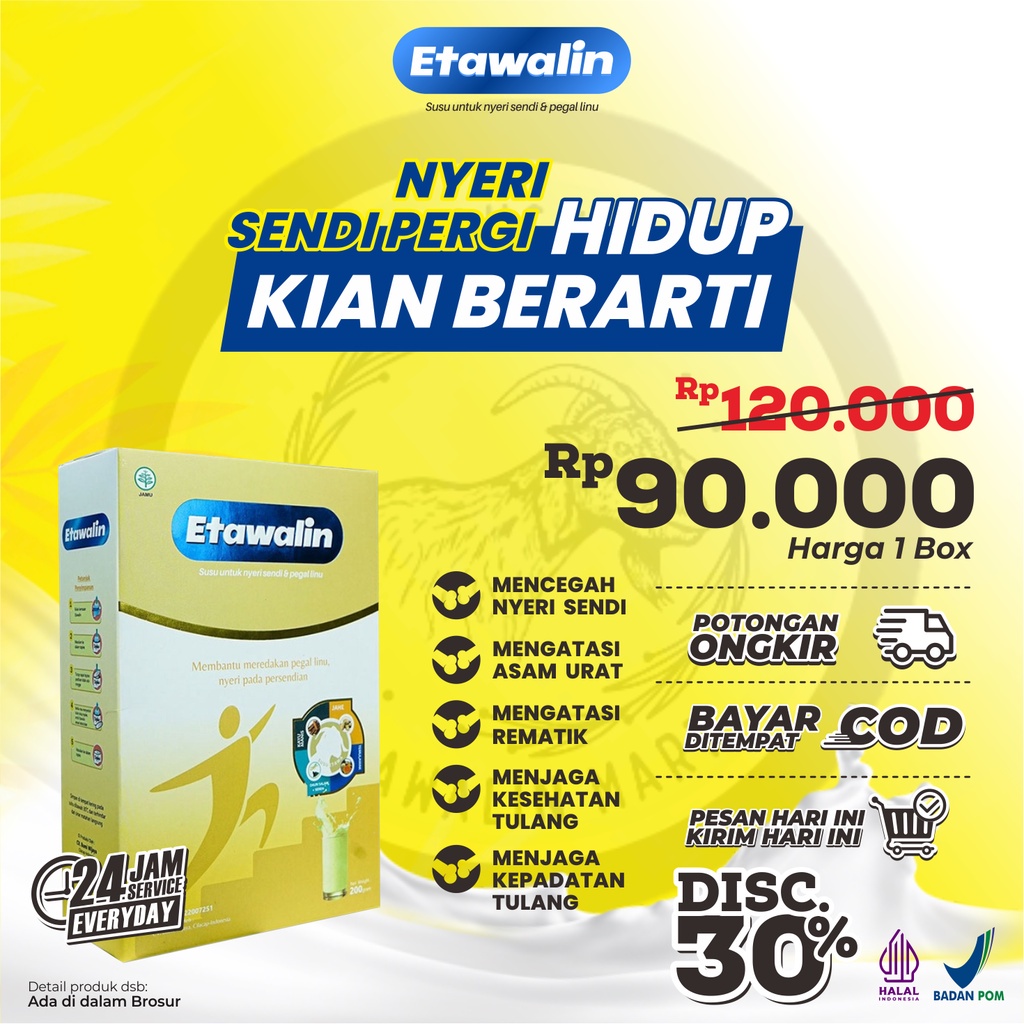 

TERMURAHEtawalin - Minum 2 kali sehari, nyeri sendi dan tulang ga kambuh lagi dengan Susu Etawa Berkhasiat, Susu Memperkuat Kepadatan Tulang, Susu meningkatkan daya tahan tubuh, Susu Asam Urat, Susu Sendi, Susu Nyeri Sendi, Susu Pegal Lini