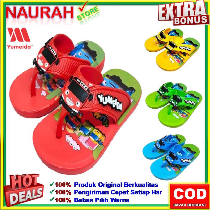 Sendal Anak Pria Yumeida A 8022 Sandal Jepit Cowok Karakter Tayo Anti Slip Original