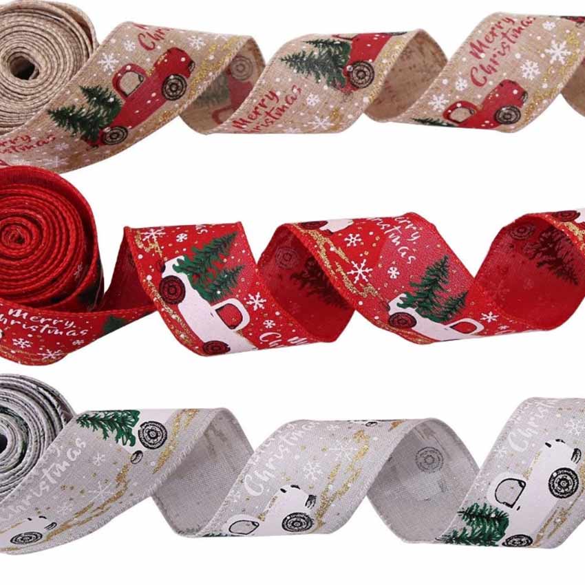 Pita Cetak Natal / Pita Ribbon Natal Merry Chritsmas Bahan Goni Lebar 5cm