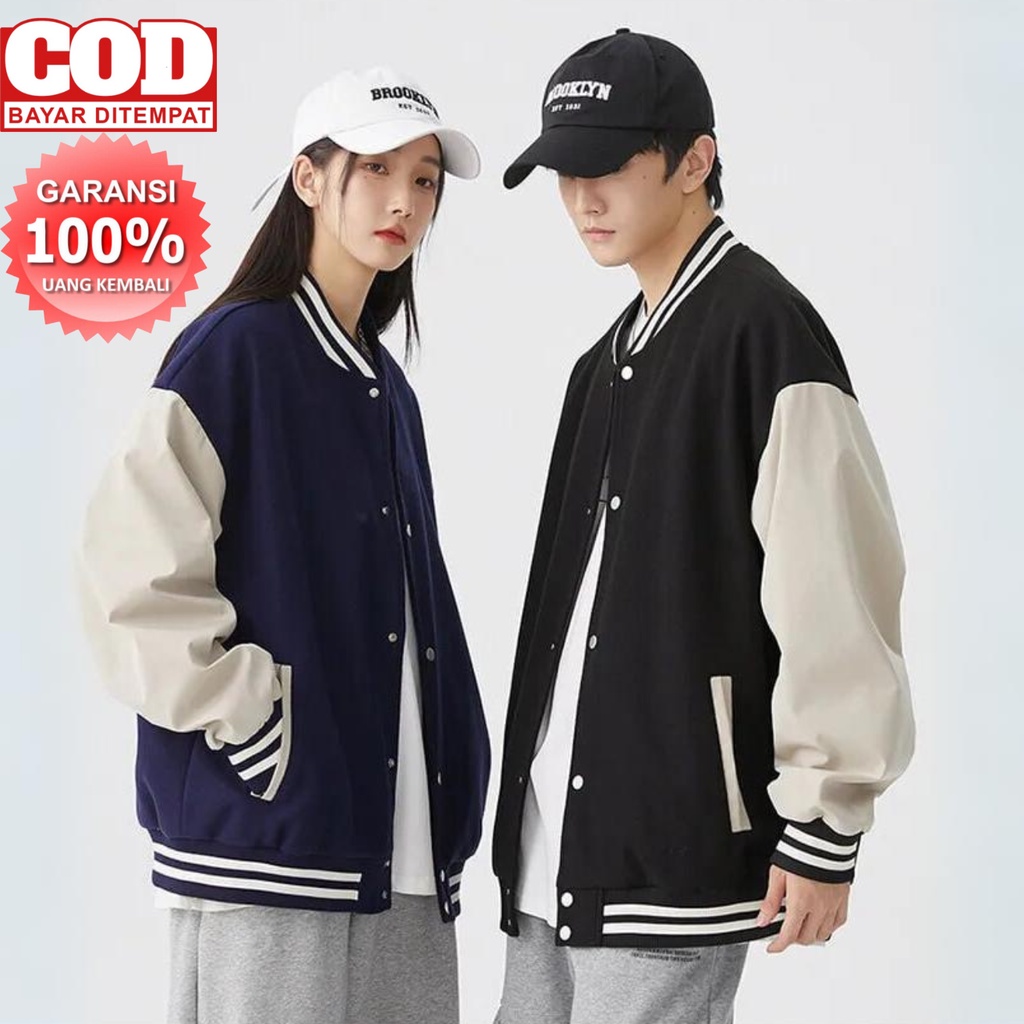 PROMO COD Jaket Varsity Polos Varsity Pria Wanita Varsity Polos Jumbo M-XXL Varsity Besar M-2XL Jake
