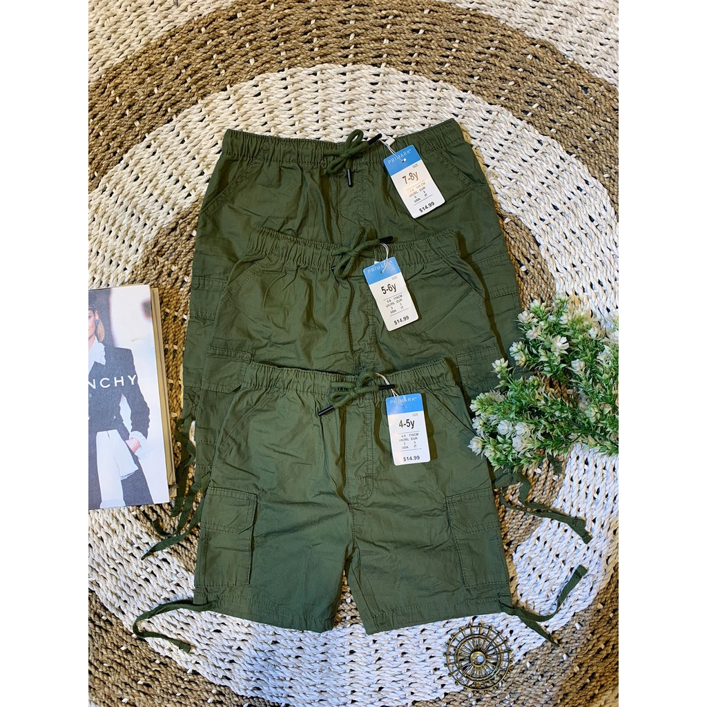 CELANA PENDEK CARGO HIJAU ARMY - BRAND PRIMARK - CELANA CARGO PENDEK ANAK LAKI-LAKI - BRAND ORIGINAL