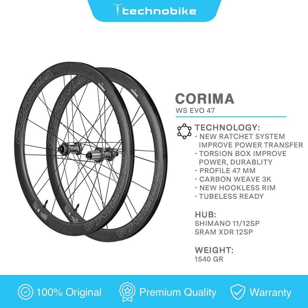 Wheelset Road Tubeless Ready Corima 47 WS Evo DX