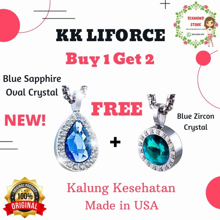 [ READY STOCK ] PROMO KK LIFORCE Oval Blue Sapphire + Zircon Crystal / ORIGINAL