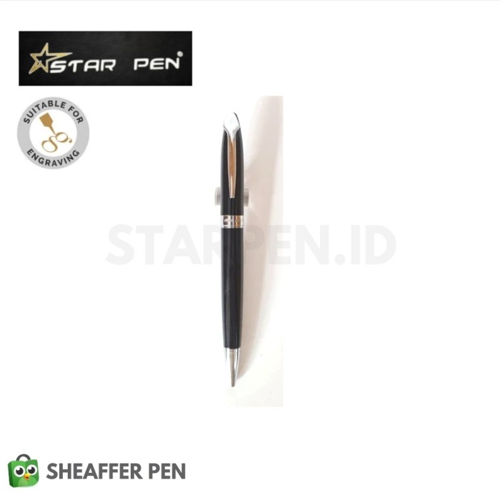 

Star Pen® Galaxy Glossy Black Featuring Chrome Trim Ballpoint - Glossy Black