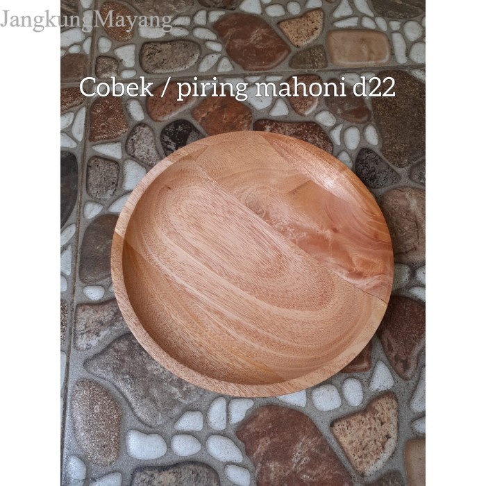 

Cobek kayu Mahoni poles langsol/ Piring kayu mahoni d22cm murah