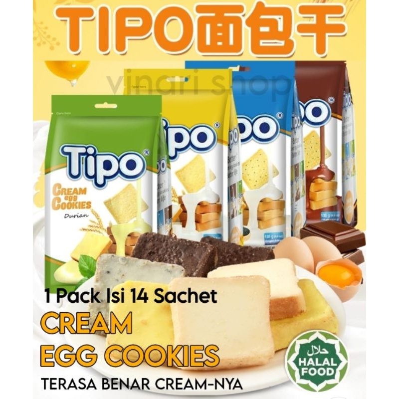 

TIPO Biskuit Cream Egg Cookies Vietnam Gurih 135gr/Biskuit Vietnam/Wafer