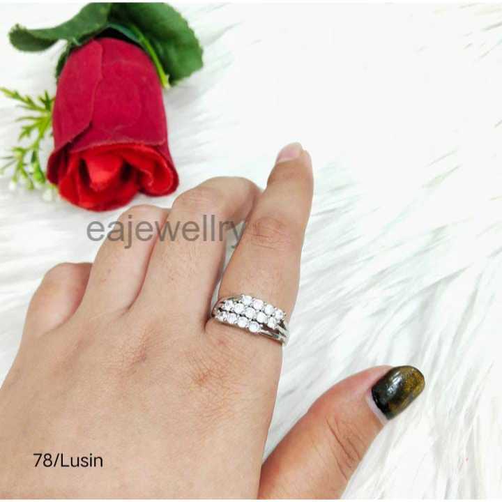 Cincin Silver Asli 24 Karat All Size EA21 Realpict Berlapis Emas