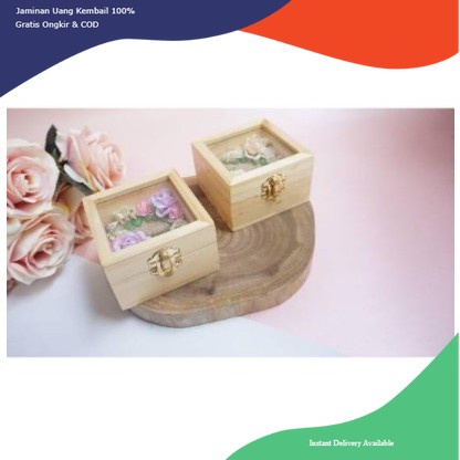 KOTAK CINCIN KAYU persegi RUSTIC BAHAN MAHAR SESERAHAN RUSTIC - KOTAK CINCIN Kayu bahan RUSTIC