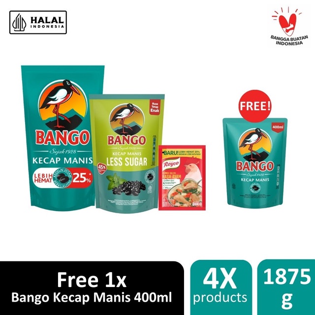 

[PAKET TAHUN BARU] Buy Bango Manis 735ml + Bango Less Sugar 520ml + Royco Kaldu Ayam 220gr FREE Bango Manis 400ml
