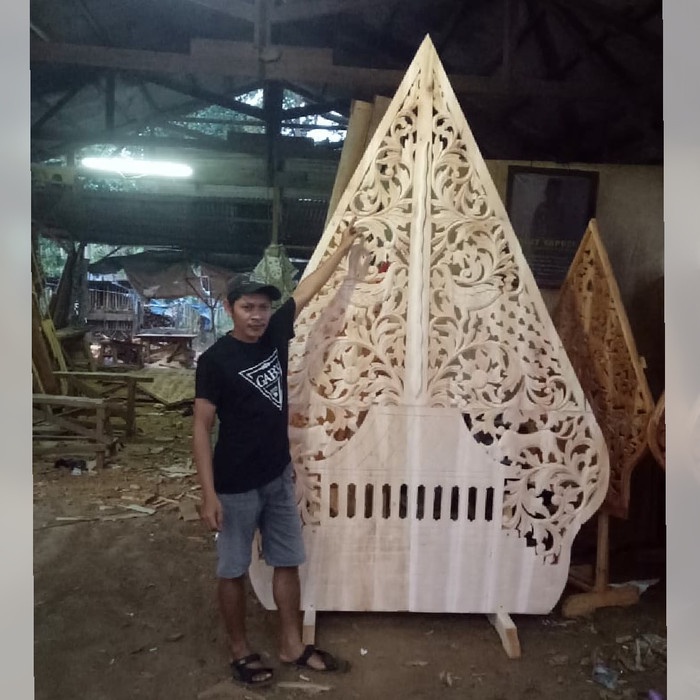 Termurah Gunungan Wayang Jawa Sketsel Penyekat Kayu Ukir Dekorasi Pelaminan