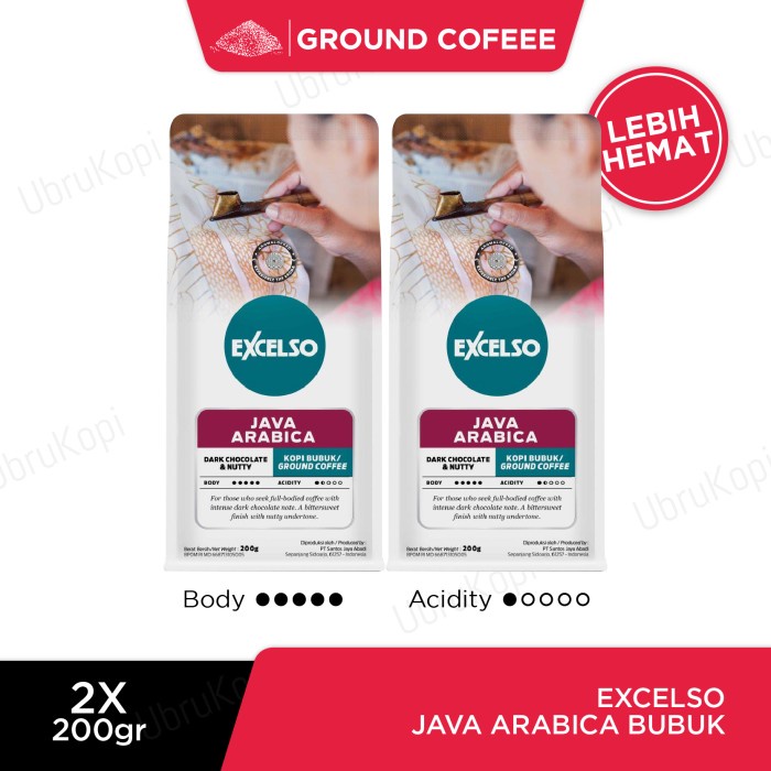 

Excelso Kopi Bubuk Java Arabica 200g Twin Pack