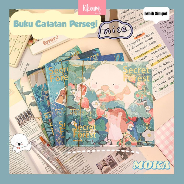 

100 lembar Notebook aesthetic rabbit/ Buku jurnal persegi cute tebal - Forest