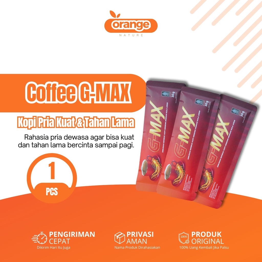 

G-MAX Coffee Stamina Pria Tahan Lama Original BPOM Kopi Extra Gingseng 1 Sachet Bahan Herbal Alami Berkualitas