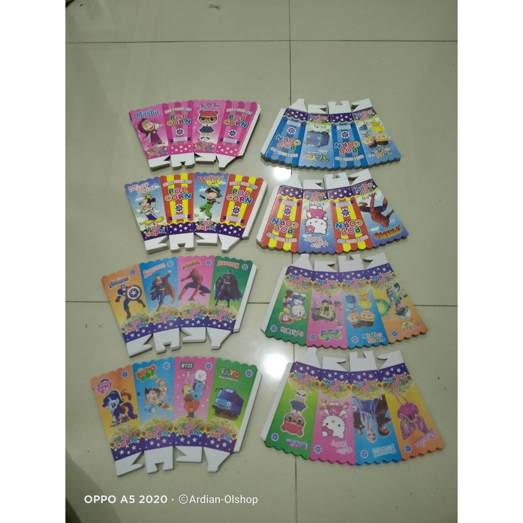 

12x6 Kertas Popcorn isi 100 Duplek 1pack 4 gambar Kotak Kemasan Bungkus Popcorn