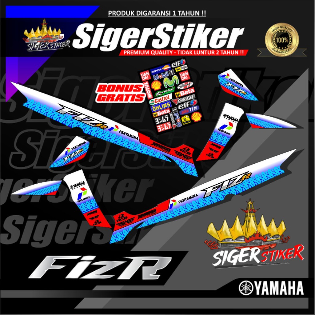Sticker Striping Lis Variasi Fiz R Semifull Desain .36 Mandalika Pertamina Racing Laminasi Glossy