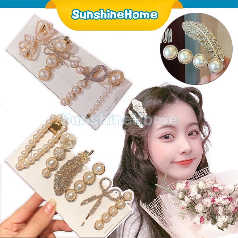 Rambut Fashion Wanita / Jepit Rambut Mutiara 5 IN 1 Jepitan / Dewasa Clip Set Jepitan Hair Pin Gaya 
