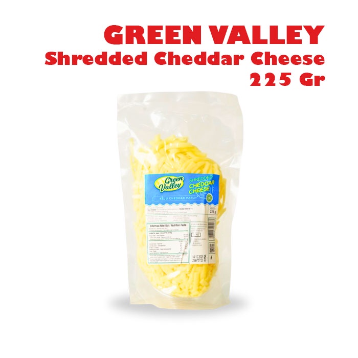 

GREEN VALLEY Shredded Cheddar Cheese Keju Parut Cheddar 225 Gr