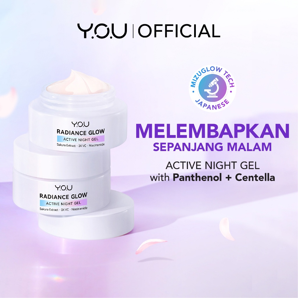 BEAUTYLAND NIGHT CREAM YOU RADIANCE GLOW ACTIVE NIGHT GEL 30 GR KRIM MALAM PENCERAH WAJAH