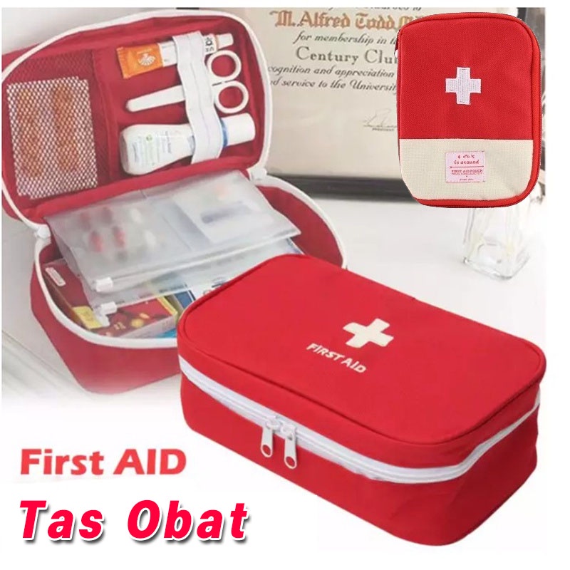 HEMAT First Aid Travel Medicine Pouch /Tas Obat /Travel Organizer Tas Obat Tas Obat Mini Ala Korea