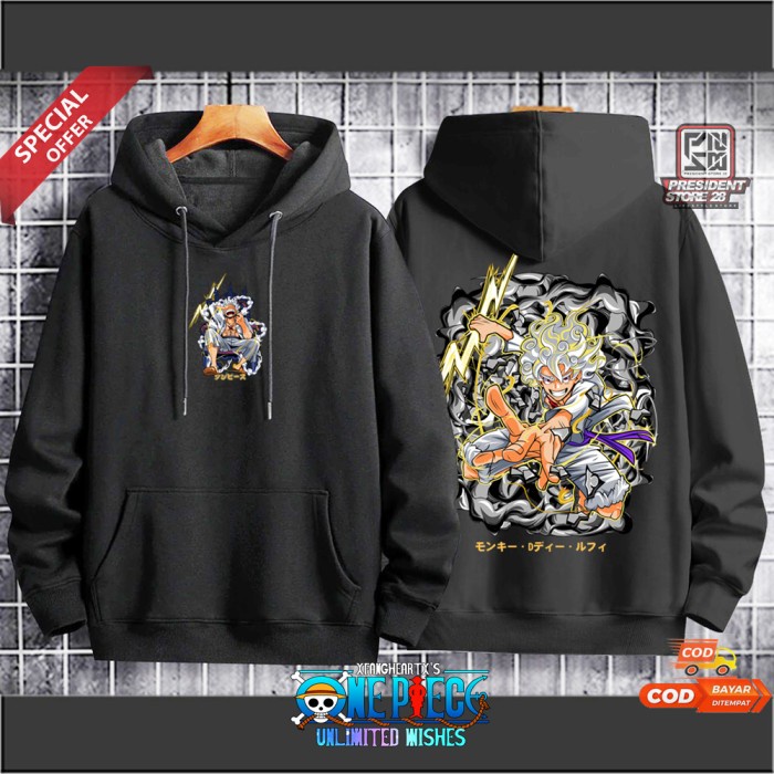 ✨BISA COD✨ -Hoodie Pria One Piece Luffy Gear 5 Hodie anime luffy jaket distro Hudy - LF2.V1.JPDB.B, 