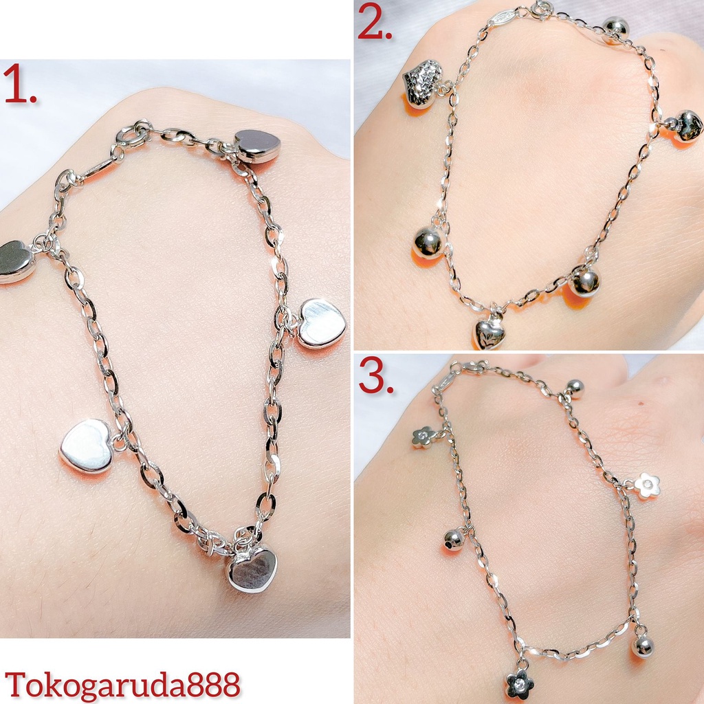 Rantai tangan gelang tali anak dan dewasa emas asli kadar 750 75% nori korea holo polo love bintang 