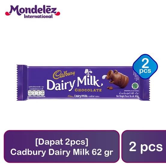 

Paket Cadbury Dairy Milk Chocolate 62 g x 2 pcs