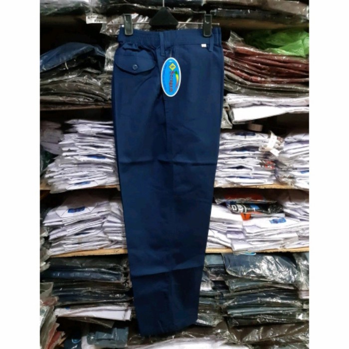 

[MEDAMART] BEST QUALITY Celana Biru SMP Panjang Karet Pinggang / MEREK SERAGAM 35
