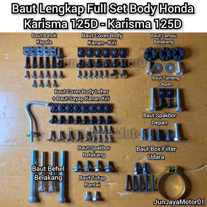 Baut Lengkap Full Set Bodi Body Honda Karisma 125D