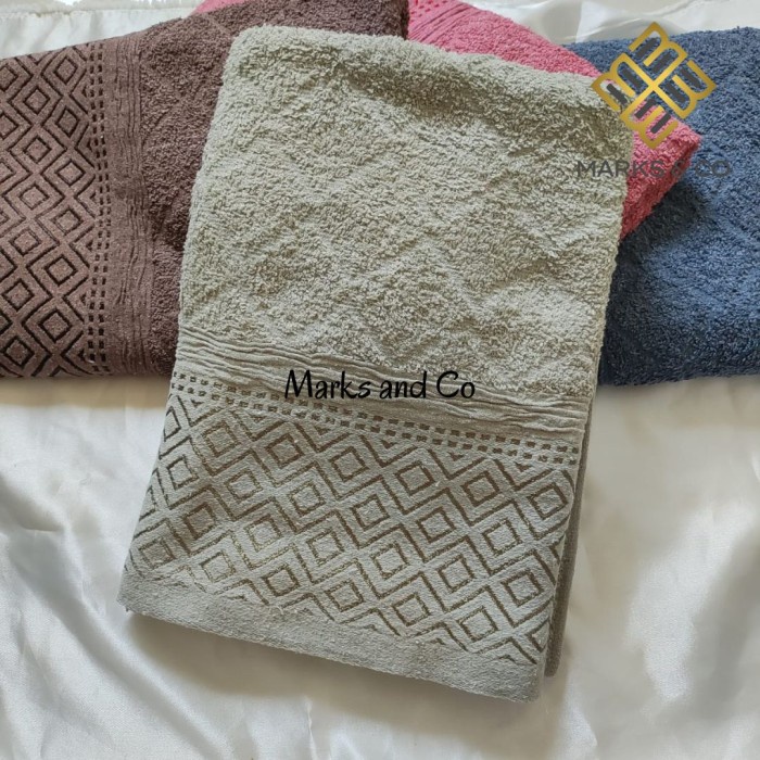 Handuk Mandi Dewasa Motif Kotak Kecil Bahan Katun Ukuran 70x140 - Cokelat