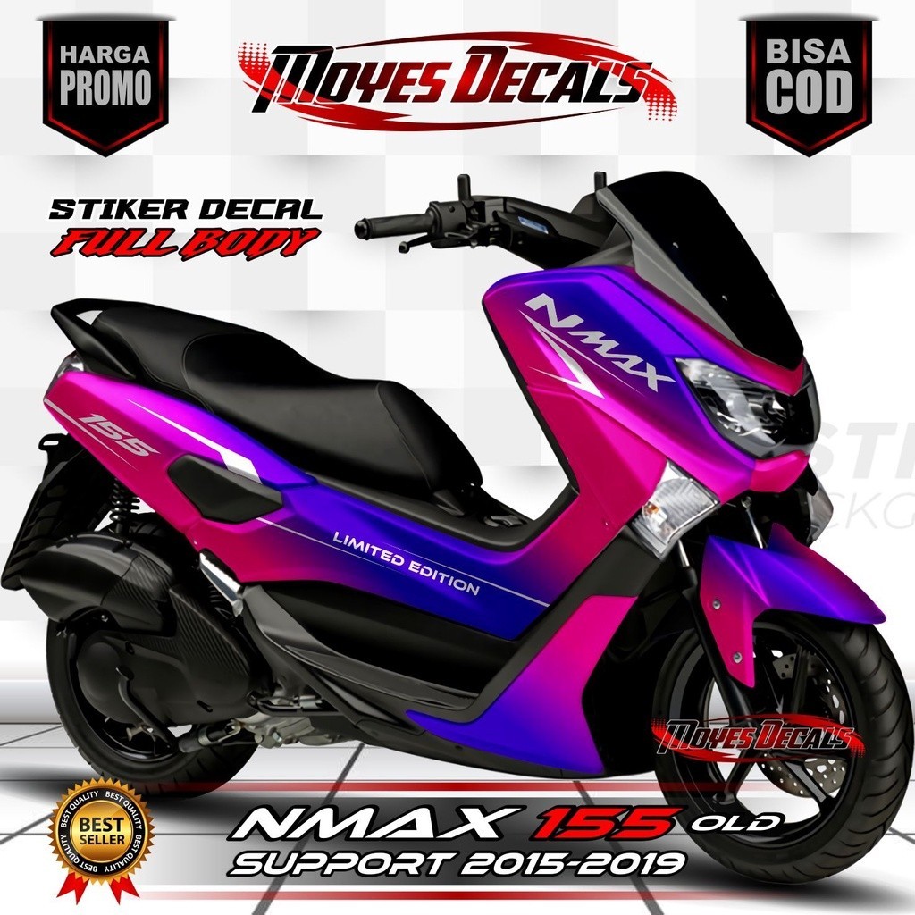 ⭐⭐⭐⭐⭐BISA COD Decal Stiker  Nmax 155 Old 2015-2019  Full Body Motif Bunglon  Warna Biru Muda