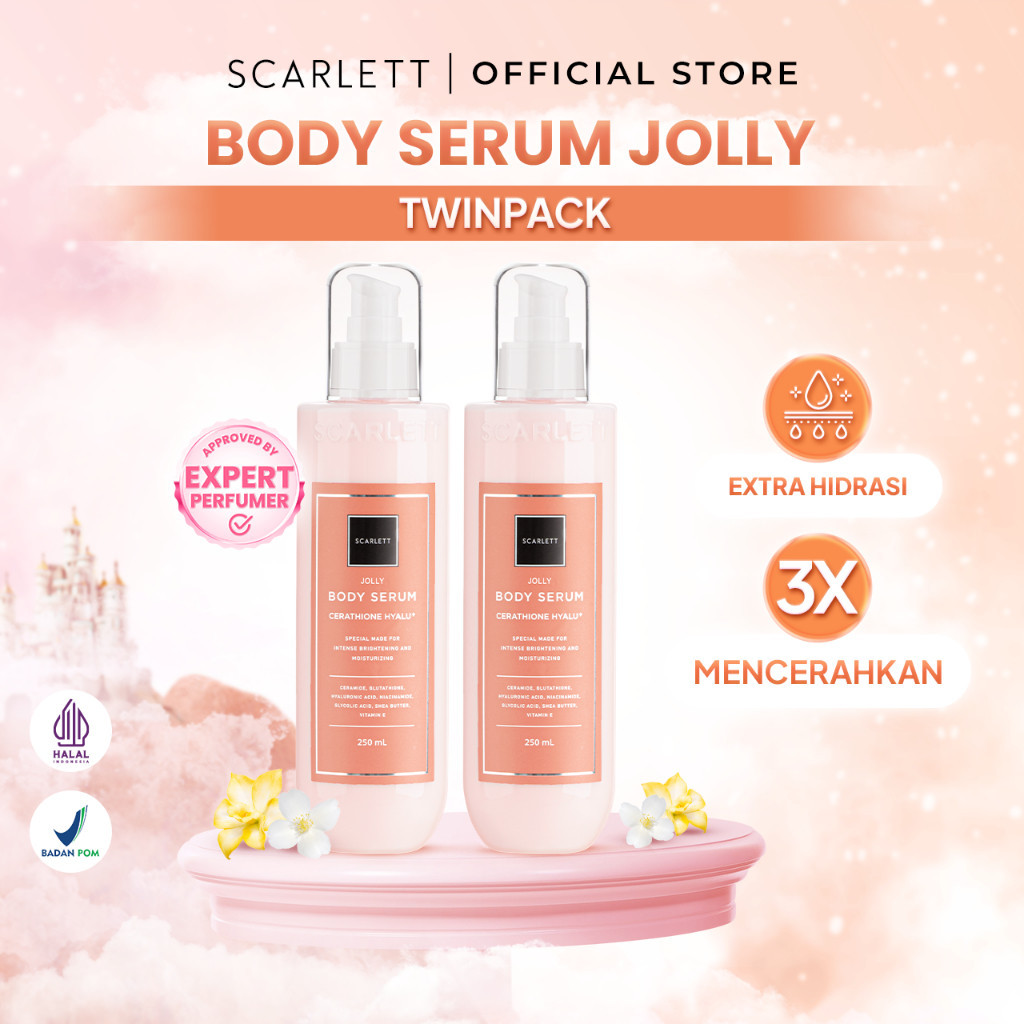 Scarlett Whitening Body Serum Jolly Twin Pack  2PCS Duabotol Melembabkan dan Menghaluskan Kulit Skin