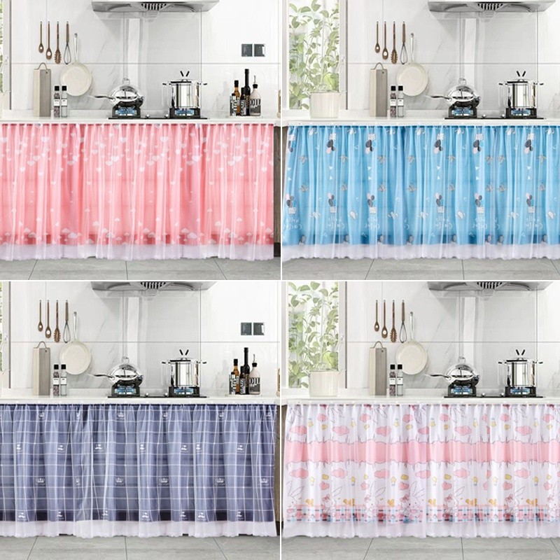 Gorden Kolong Dapur Murah | Tirai Kolong Dapur | Horden Kolong Dapur Minimalis Polos Shabby Poni Gra