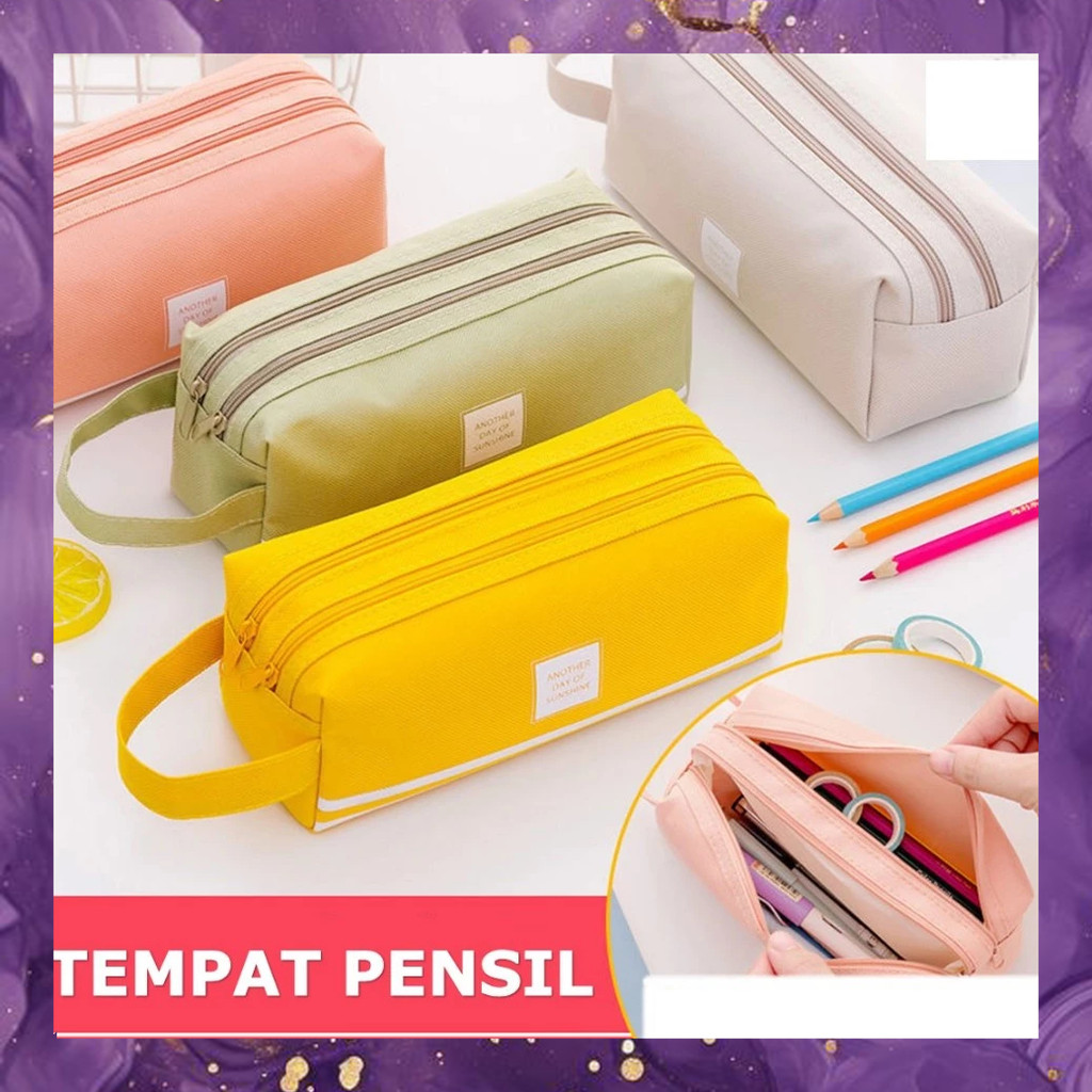 

(SBA) Tempat Pensil 2 SISI SLOT Dual Zipper Dompet Pulpen Pouch Kotak Alat Tulis Kosmetik Dua Resleting BG6655D3