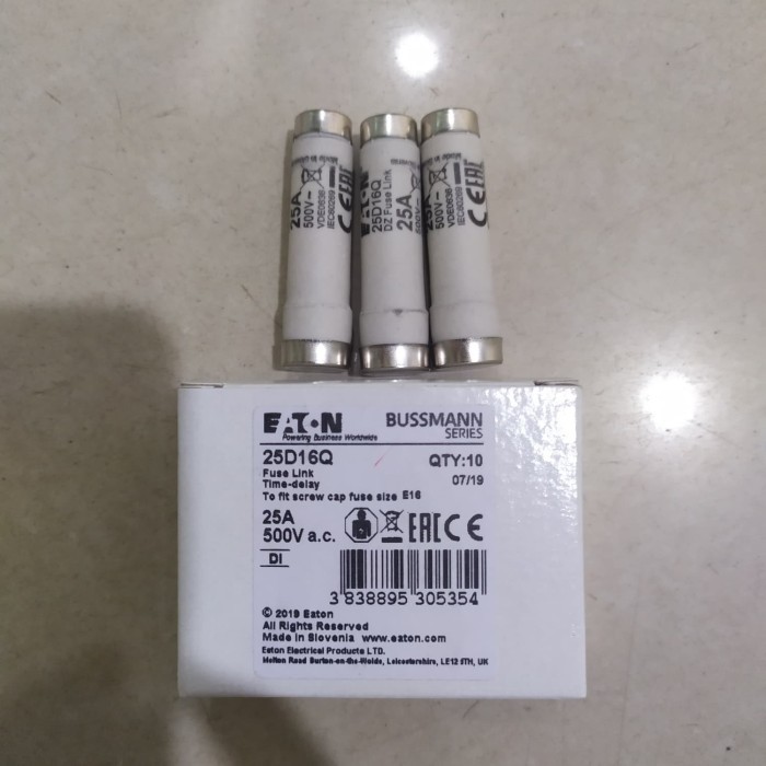 GW88 Fuse Bussmann 25D16Q 25A Diazed Bottle