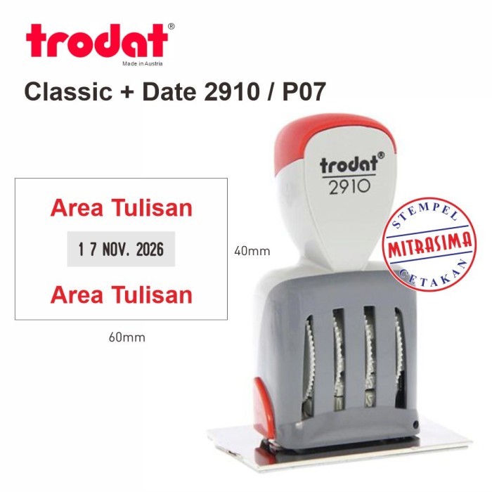 

Stempel Trodat 2910-P07 Tulisan + tanggal model klasik persegi - Bodinya saja