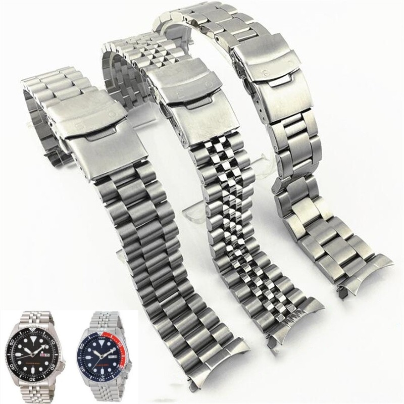 New Man's Superior 316L Stainless Steel Watchband 20mm 22mm Silver Logo Curved End Solid Band Fit Fo
