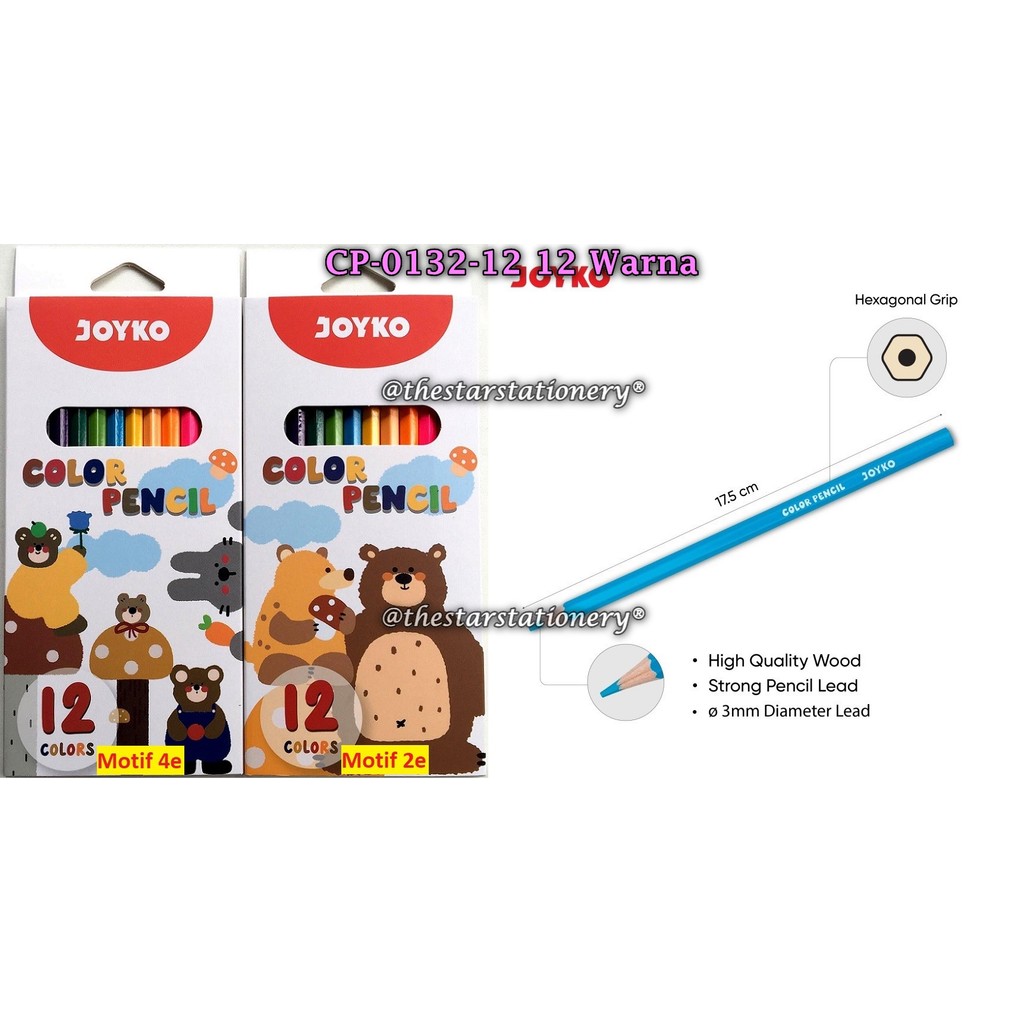 

(1 Set) Pensil Warna JOYKO CP-0132-12 12 Warna Panjang / Color Pencil Pensil Warna Joyko CP-0132