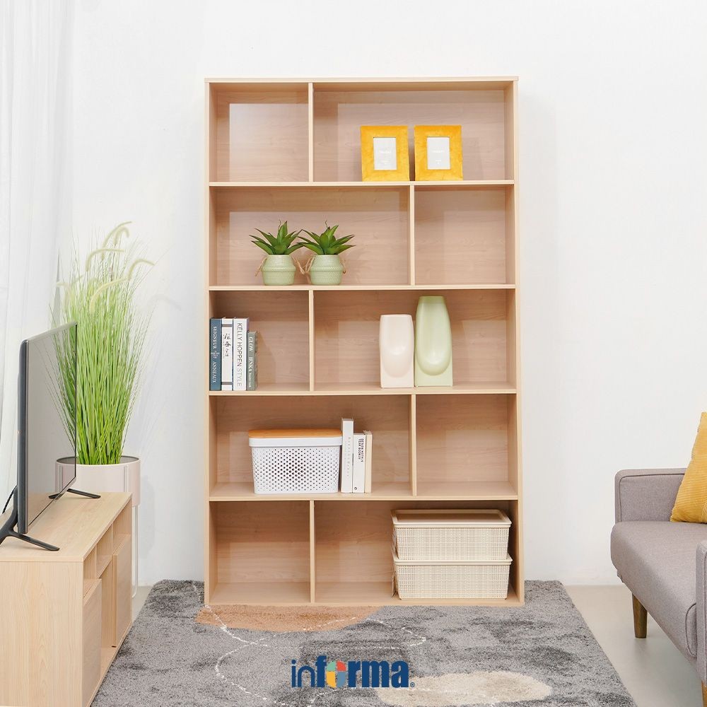 Informa Rana Rak Buku 10 Kompartemen - Cokelat Maple Bookshelf Books Storage Cabinet Kabinet Tempat 