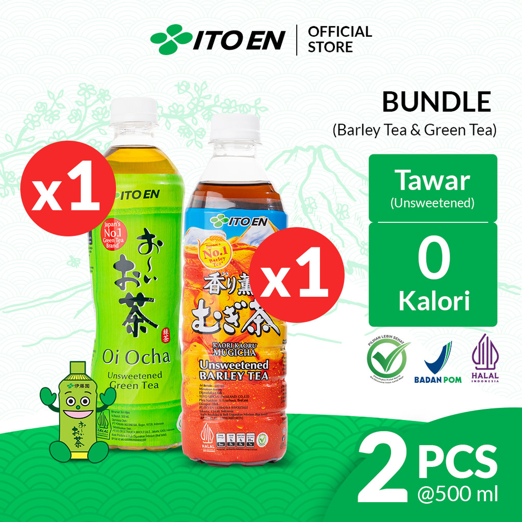 

ITO EN Paket Oi Ocha Tea 500 ml 1pcs & Barley Tea 1 pcs - Bundle Mix Teh Hijau Jepang Tanpa Gula