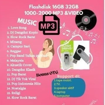 BISA REQUEST FLASHDISK ROBOT 32 GB FILE MP3 DAN MP4 BONUS OTG