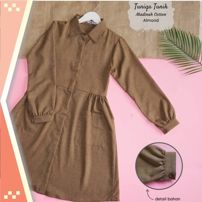 Promo Murah Pakaian Wanita Tunik Cantik PRemium / TUNIK kerah Longdress brand IJTIHAD bahan katun Ma