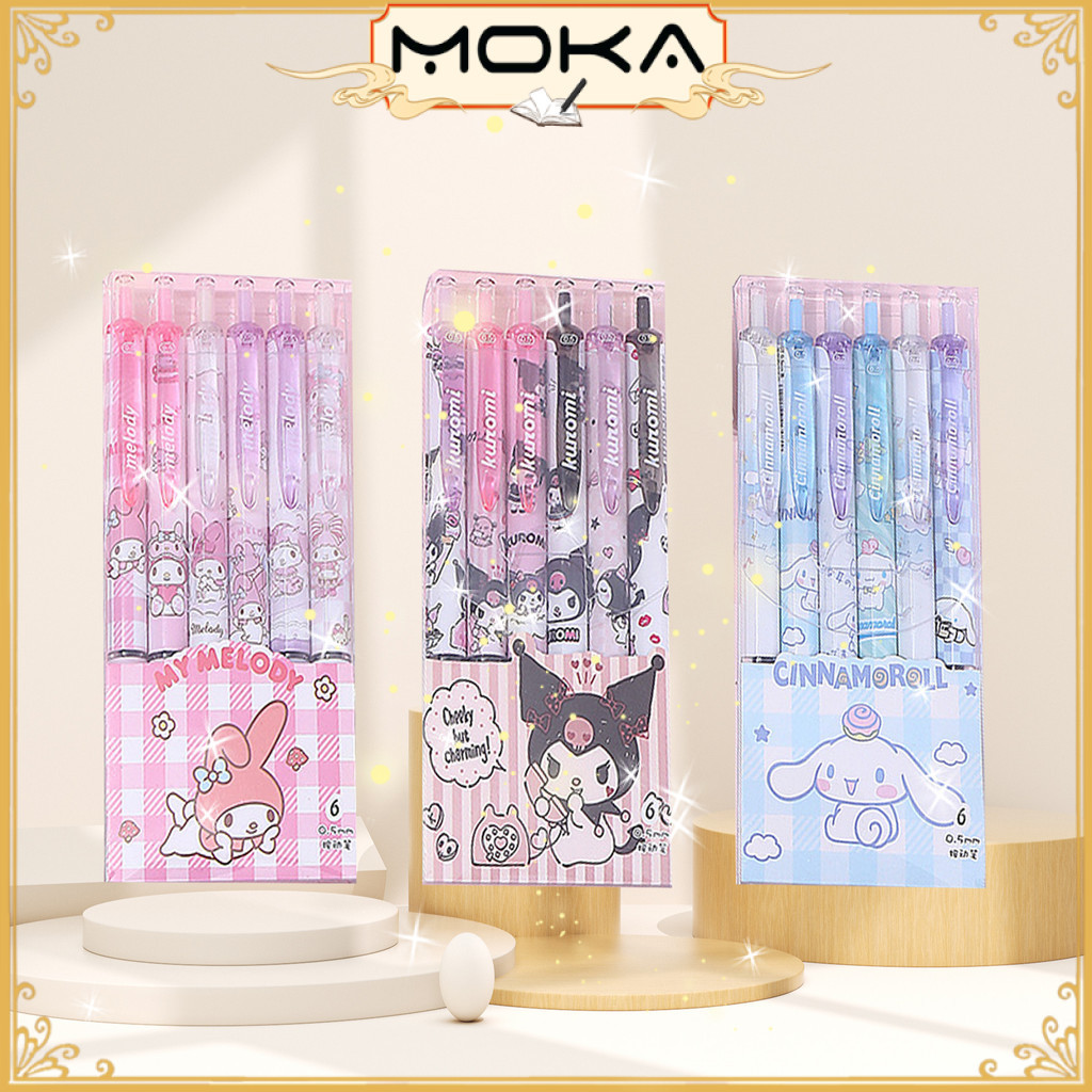 

MOKA PULPEN GEL MEKANIK 1 SET ISI 6 PCS MOTIF KARTUN FREE BOX MKP114