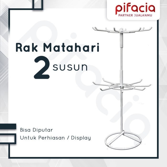 New Product Rak Matahari Display Putar Toko 2 Susun Gantungan Aksesoris Perhiasan