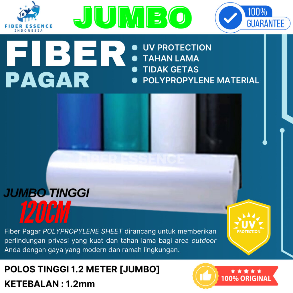 [ESSENCE] NEW - Fiber Plastik Pelapis Penutup Pagar Rumah JUMBO TINGGI 1.2 METER POLOS 1.2mm Meteran