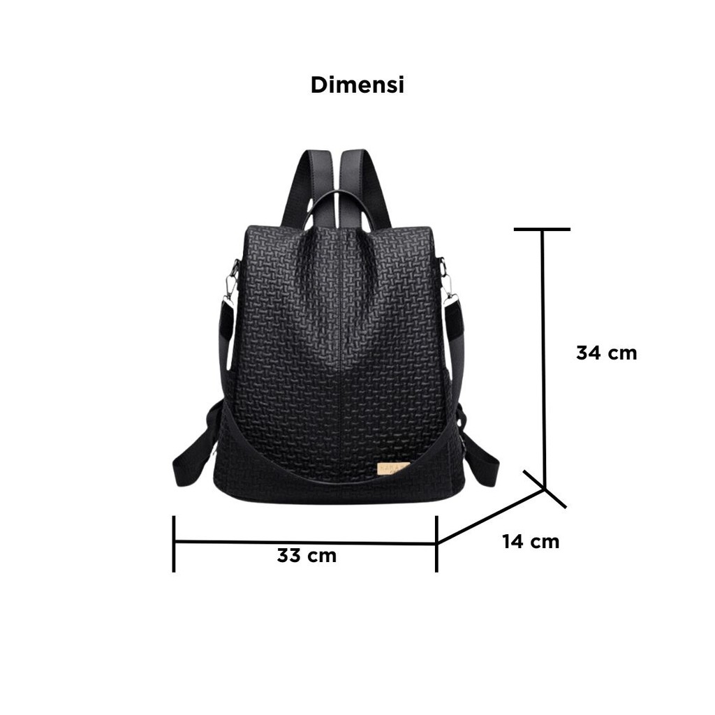 big promo hanami tas ransel wanita kulit premium korea cewek sekolah gendong croco hitam maelis
